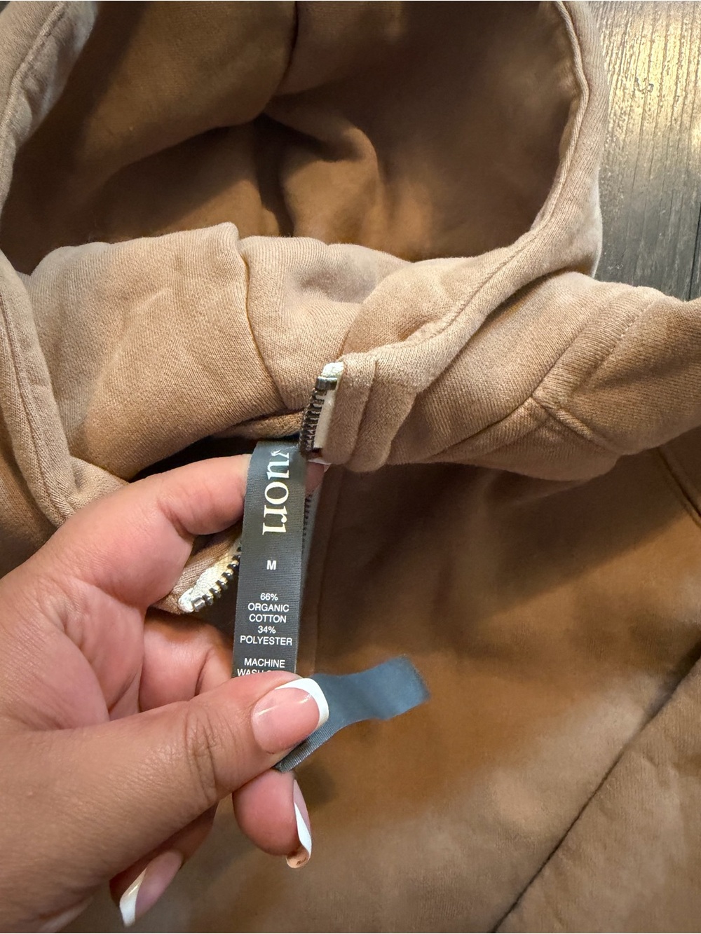 Vuori Women's Half-Zip Hoodie in Camel - Picture 3 of 7